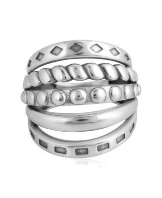 Кольцо American West Jewelry из стерлингового серебра с текстурой, 5 колец, размер 10