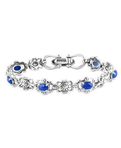 American West Jewelry Sterling Silver Lapis Gemstone Concha Link Bracelet, Size Large