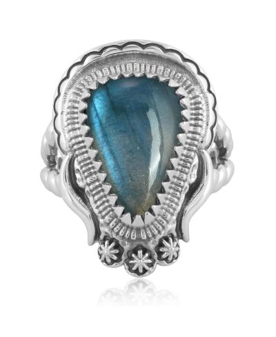 American West Jewelry кольцо из стерлингового серебра с лабрадоритом, размер 5