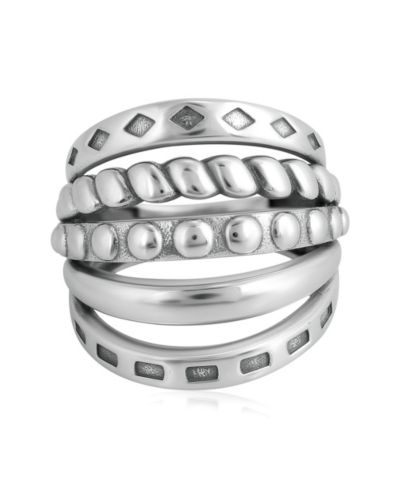 American West Jewelry кольцо Sterling Silver Textured Five Band, Size 9