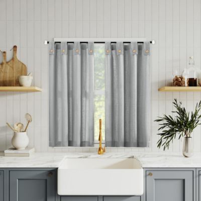Archaeo Cotton Blend Button Tab Top Cafe Curtain Pair - Cafe Curtains