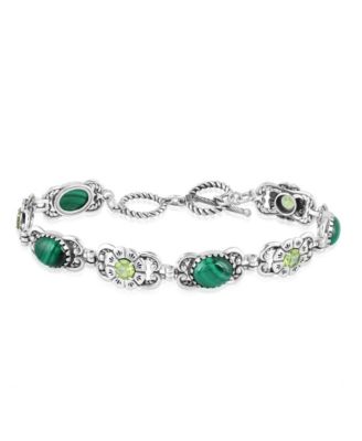 Браслет American West Jewelry из стерлингового серебра с малахитом и перидотом, Size Large