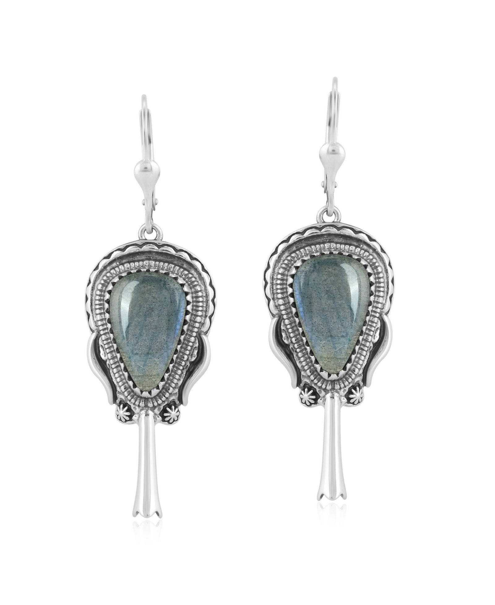 Серьги-подвески American West Jewelry с лабрадоритом из стерлингового серебра