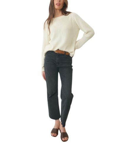 Paneros Clothing Women's Cotton Sloane Crewneck Pullover Sweater in Oat