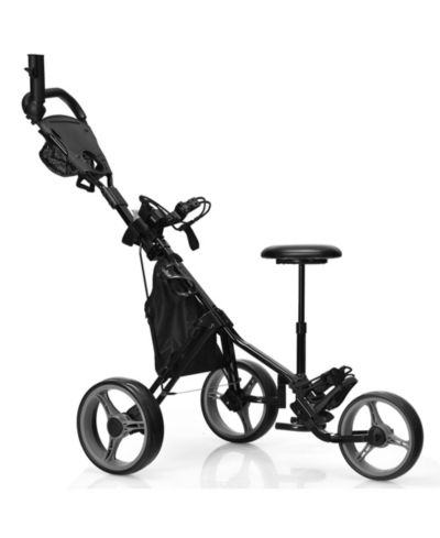 Тележка для гольфа Gymax 3-Wheel Foldable с регулируемой ручкой