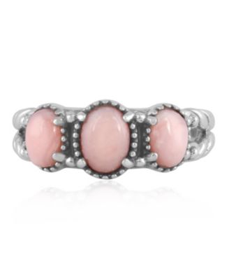 Кольцо American West Jewelry Sterling Silver Pink Opal Gemstone 3-Stone Size 6