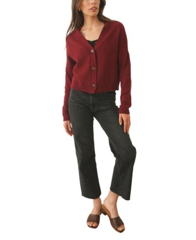 Paneros Clothing Women's Cotton Diana Crop Cardigan in Burgundy