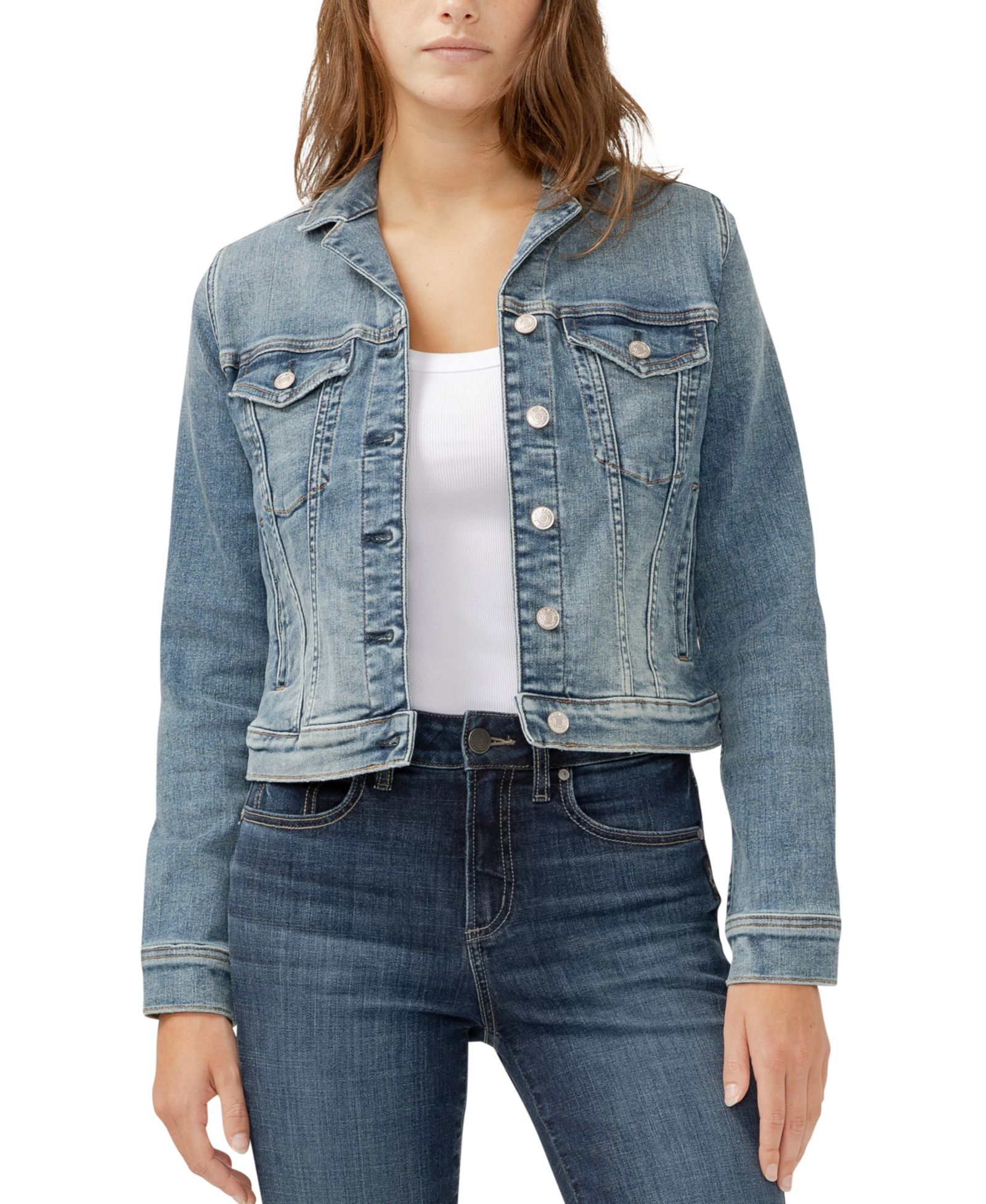Silver Jeans Co. Женская джинсовая куртка с разрезом