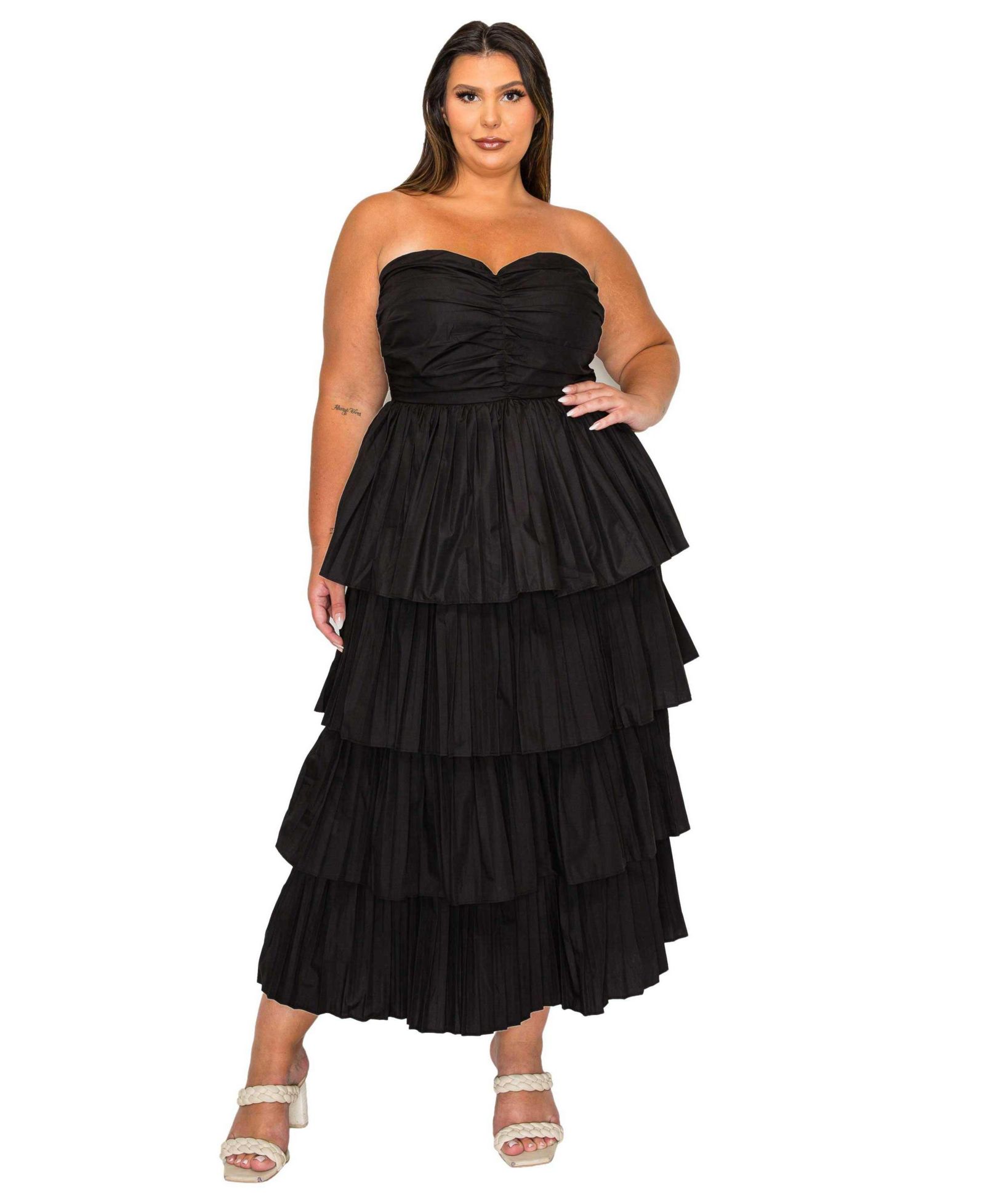 Женское платье L I V D Plus Size Eleni Strapless Pleated Tiered