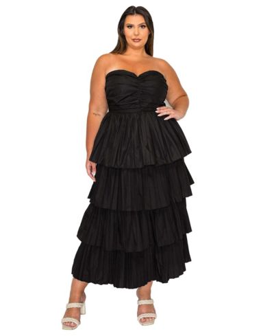 Женское платье L I V D Plus Size Eleni Strapless Pleated Tiered