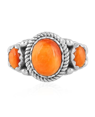 Кольцо из стерлингового серебра American West Jewelry с оранжевым камнем Spiny Oyster, размер 5