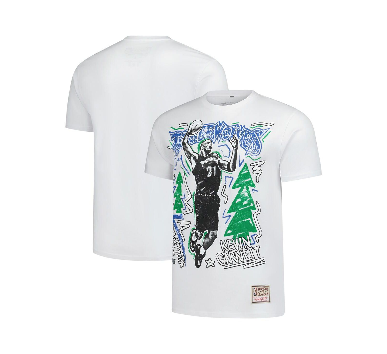 Mitchell & Ness Мужская футболка Kevin Garnett Minnesota Timberwolves Hardwood Classics Chalked Up, белая