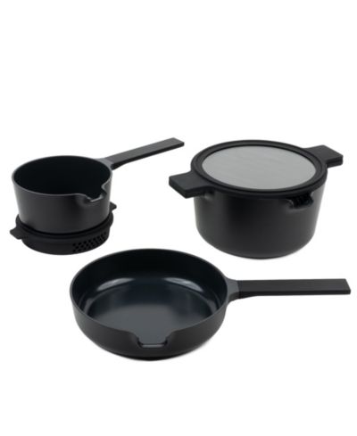 Alva Neat 5-Piece Aluminum Ceramic Nonstick Nesting Cookware Set - Induction Compatible, Oven-Safe 400degree(s)F