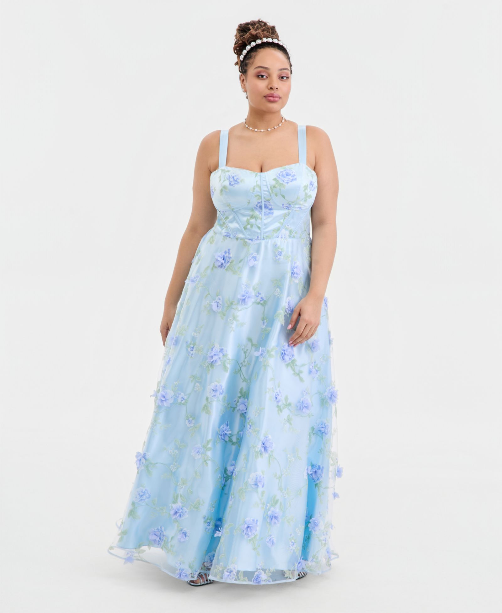 Женское вечернее платье Say Yes Trendy Plus Size Floral Print Applique