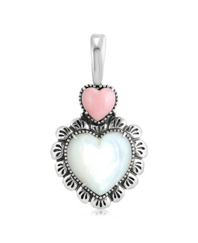 American West Jewelry подвеска concha heart из стерлингового серебра с перламутром и розовым опалом