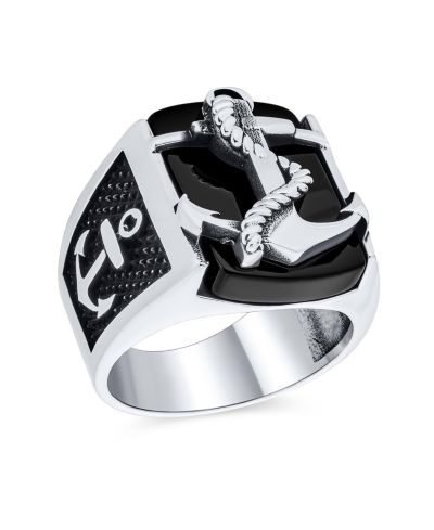 Кольцо Bling Jewelry с черным ониксом и серебром 925