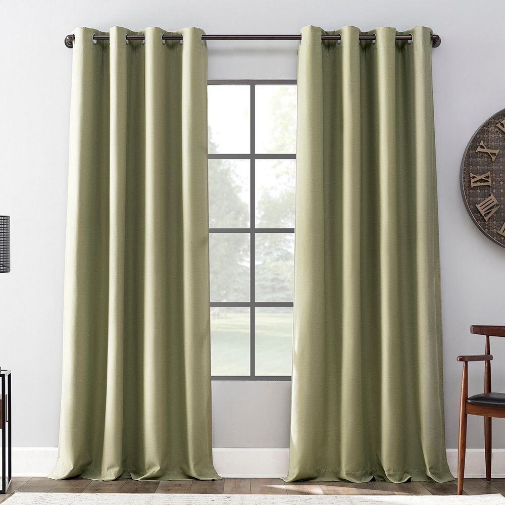 Linen Blend Blackout Grommet Top Curtain