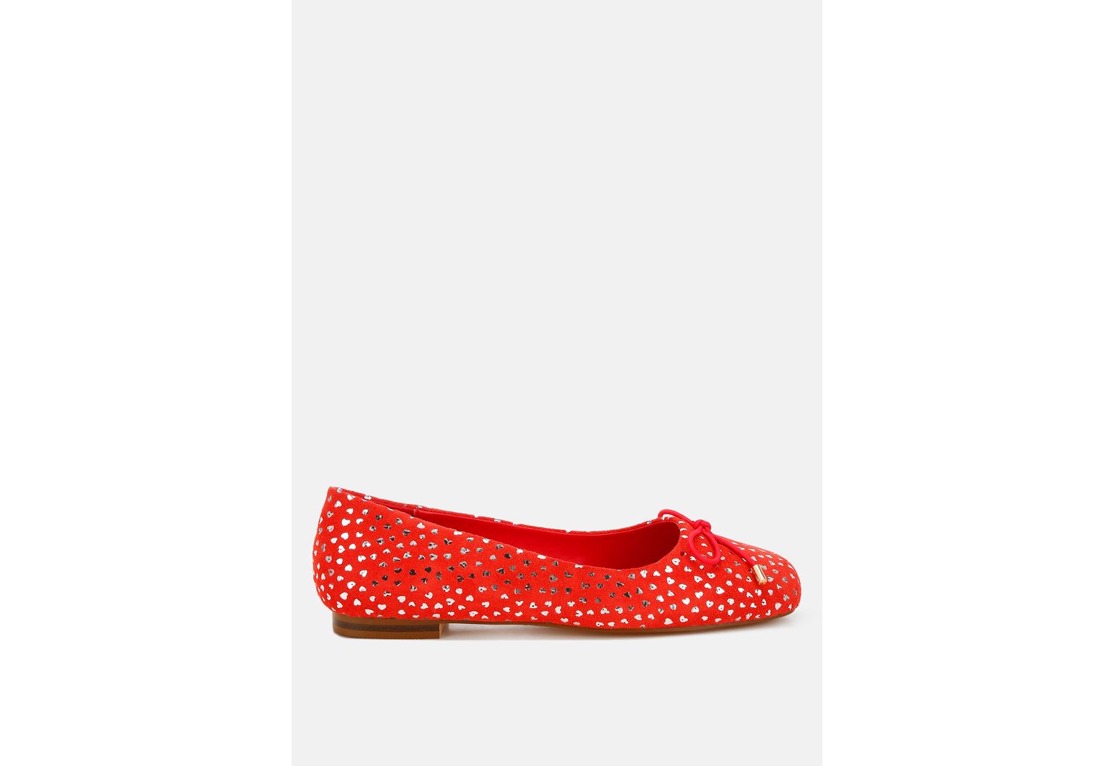 Rag and Co Womens Apollon Bow Detail Embossed Suede Ballerinas