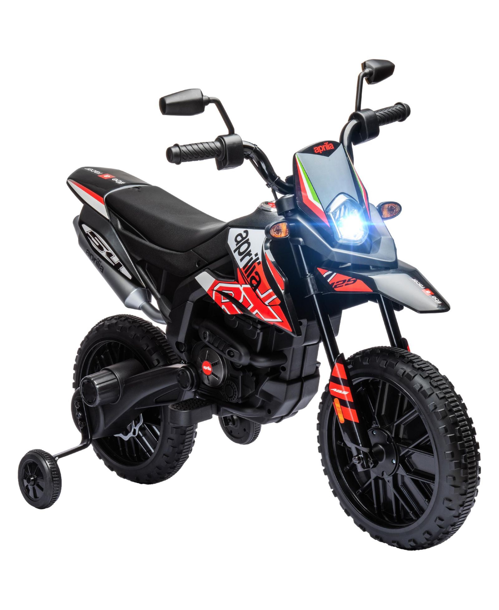 Qaba Детский мотоцикл Aprilia 12V с дополнительными колесами