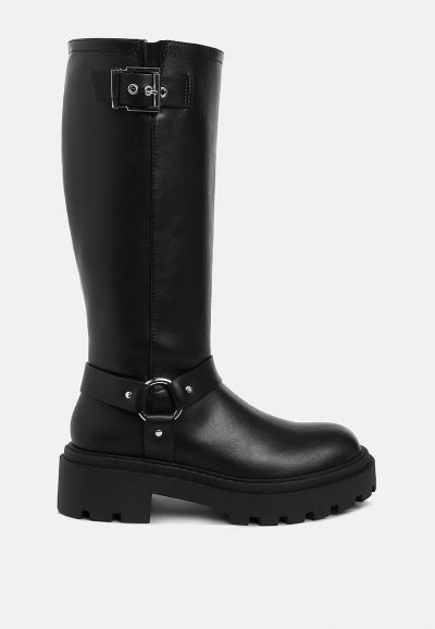 London Rag Womens Taimen Harnes Detail Long Boots