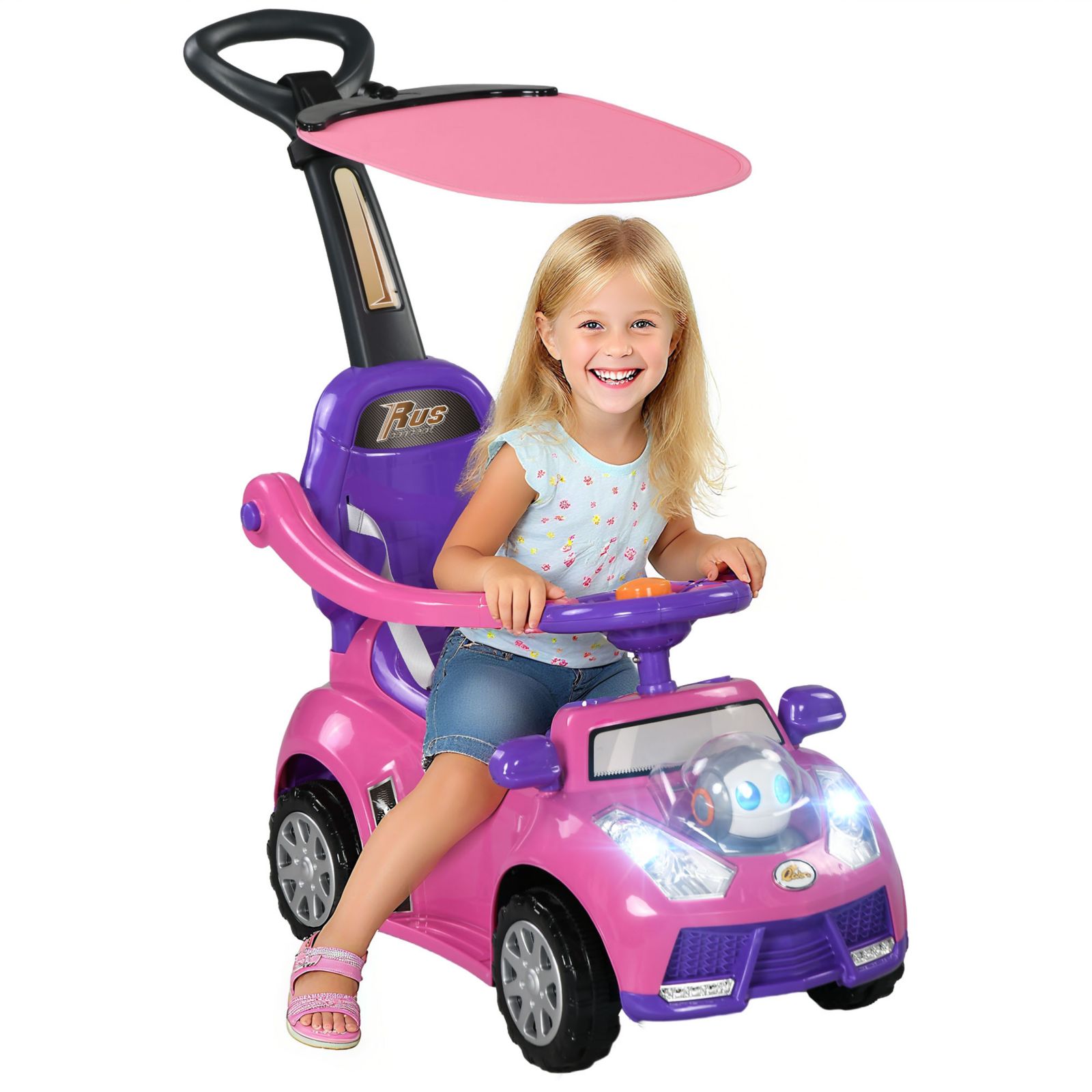 Qaba 3-in-1 Robot-Themed Push Car, 55 lbs. Capacity, Ages 12-36 months