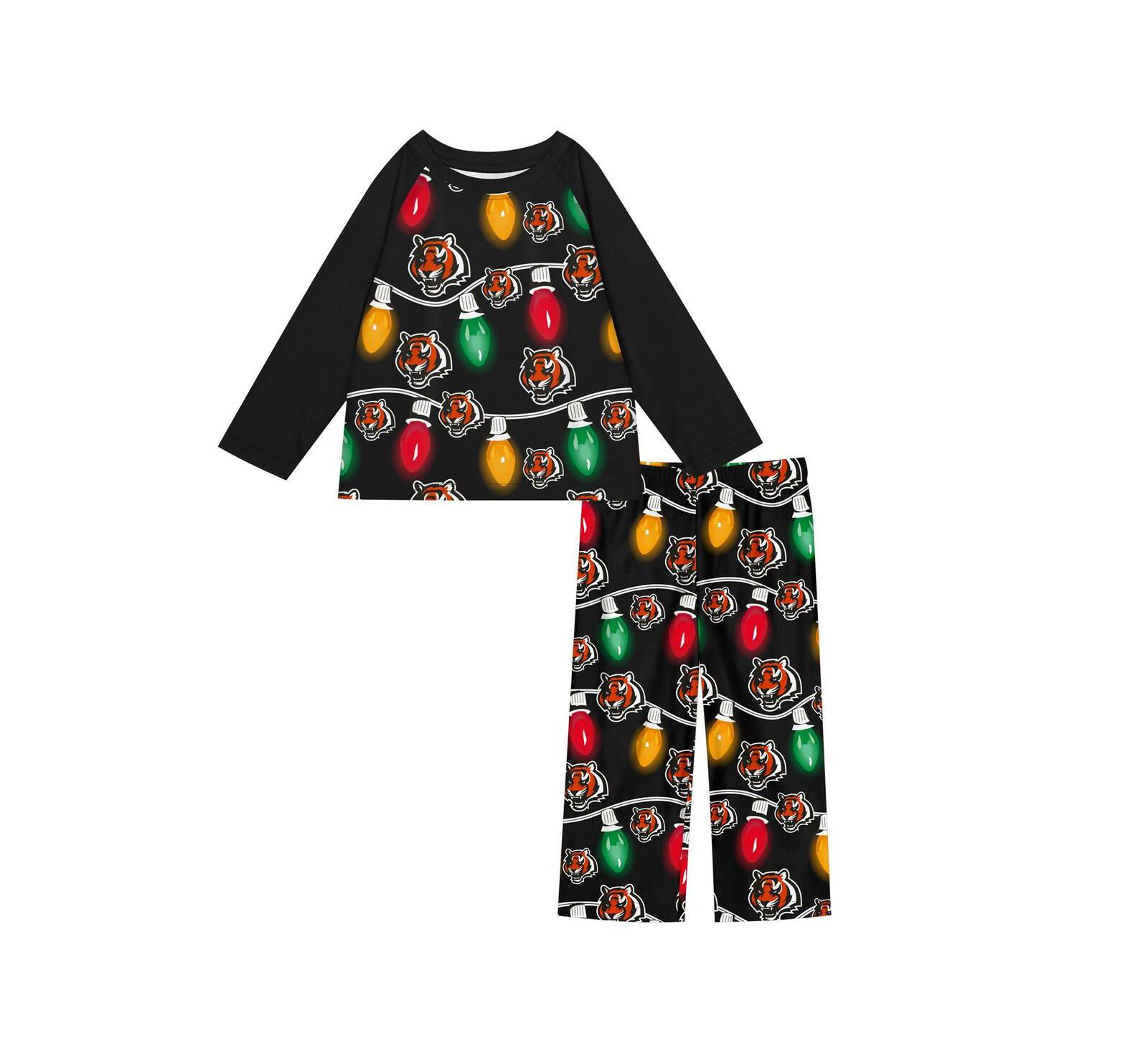 Пижамный комплект Outerstuff Cincinnati Bengals Two-Piece Garland Holiday Long Sleeve для детей