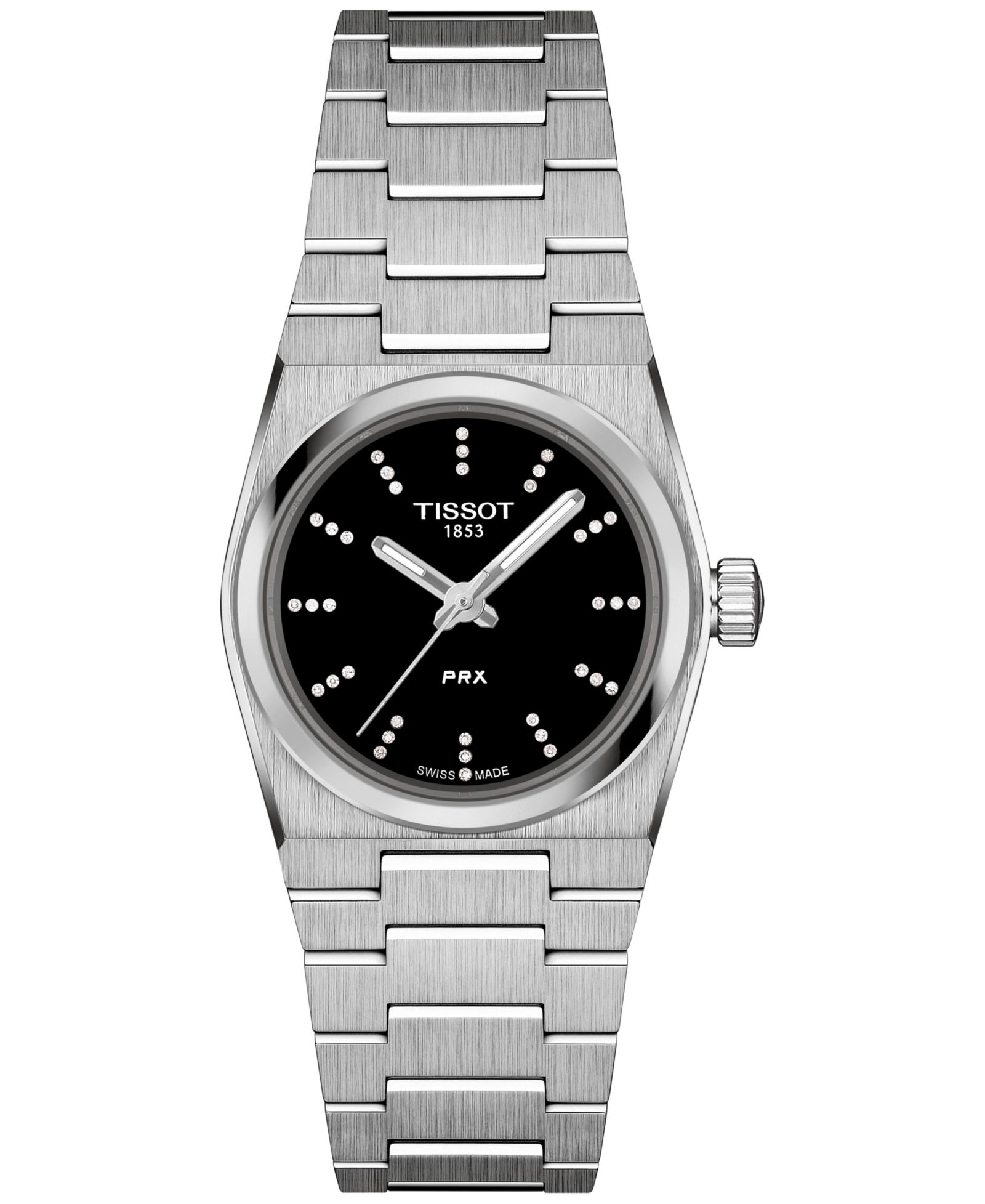Tissot Женские швейцарские часы PRX Diamond (1/20 ct. t.w.) в корпусе из нержавеющей стали с браслетом 25mm