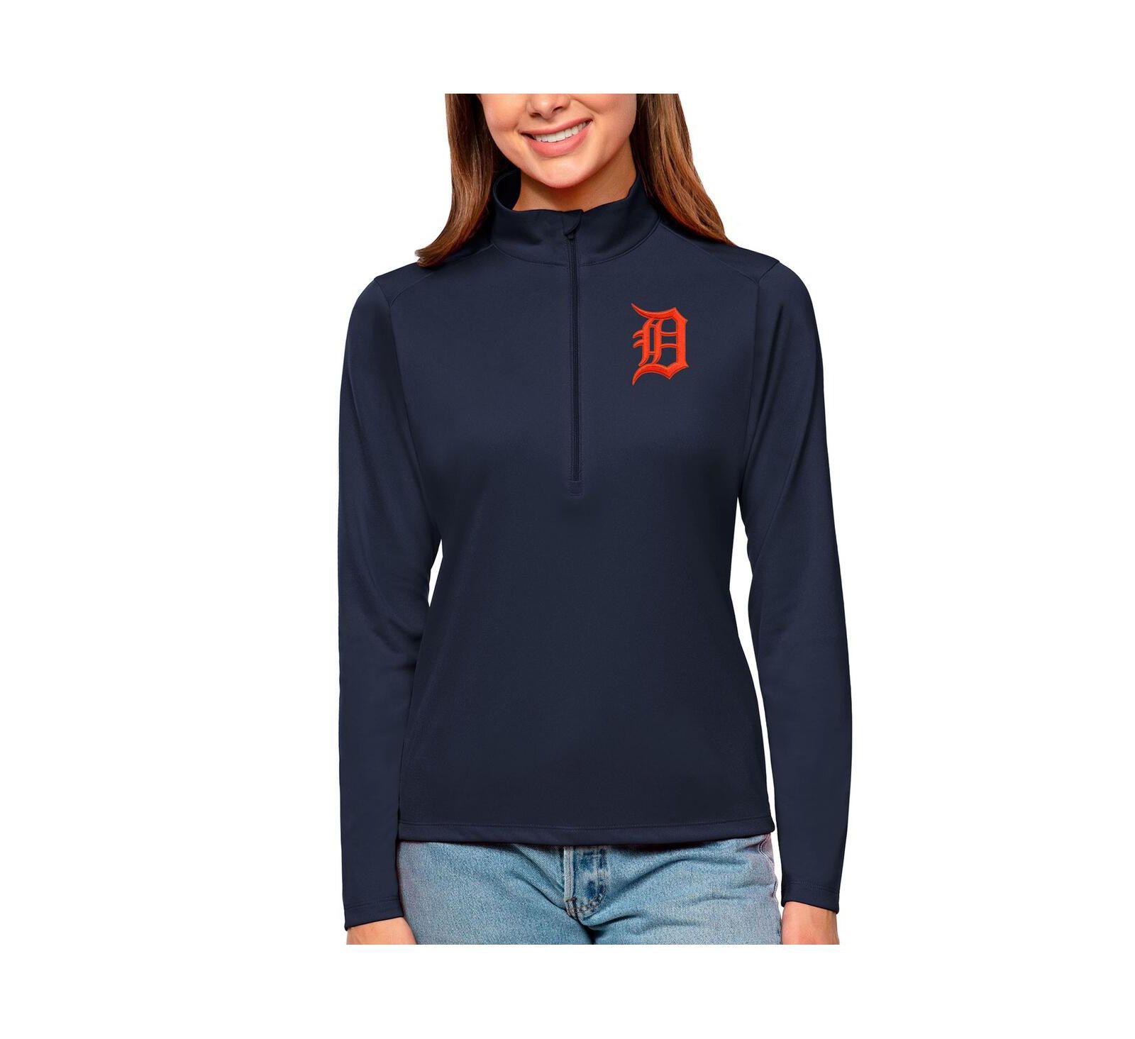 Antigua Женский темно-синий джемпер Antigua Detroit Tigers Tribute Quarter-Zip