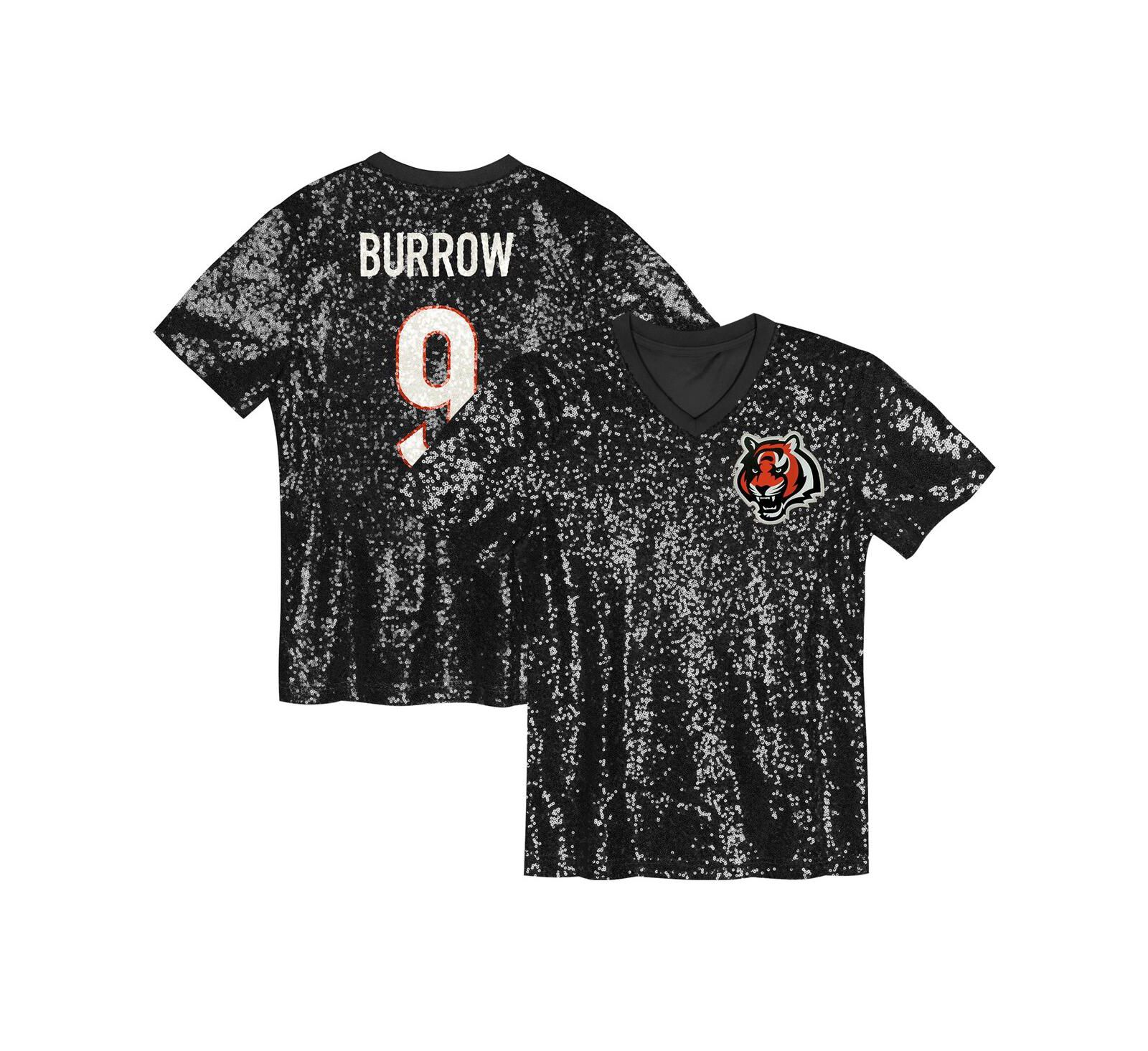 Детская спортивная джерси Outerstuff Big Girls Joe Burrow Black Cincinnati Bengals Sequin V-Neck