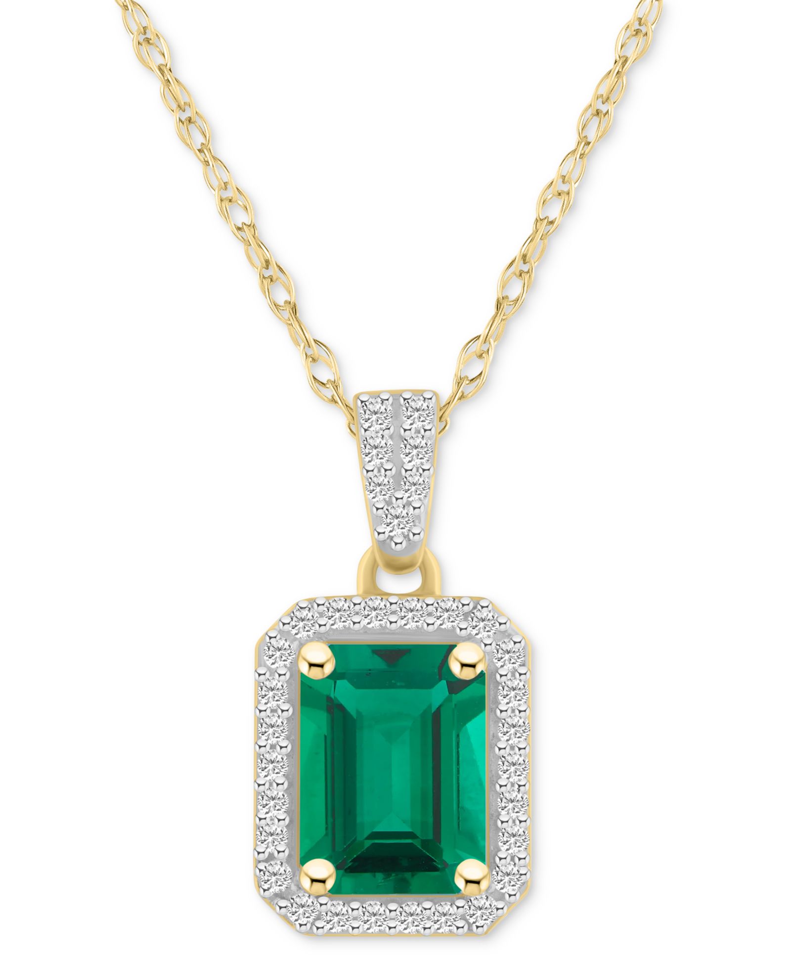 Ожерелье-кулон Macy's Blue Topaz & Lab Created White Sapphire Rectangle в 10k Yellow Gold