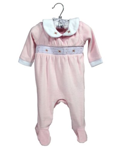 Rock-a-Bye Baby Boutique Baby Girls Luxury Smocked Velour Footed Coverall