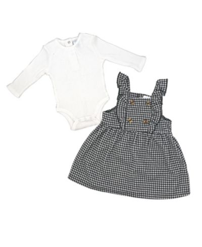 Baby Mode Baby Girls Bodysuit and Houndstooth Jumper, 2-Piece Set