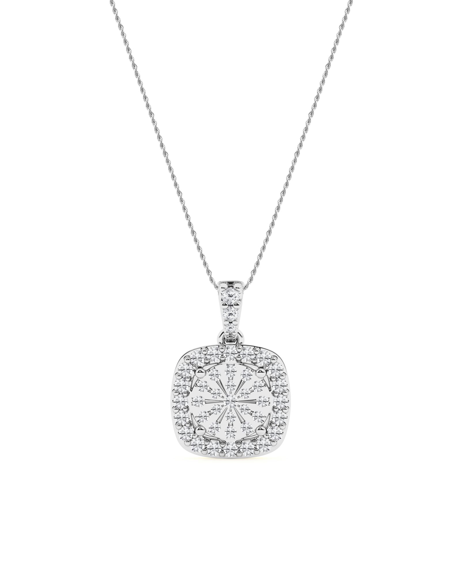 Diamond Cushion Pendant Necklace in Sterling Silver (1/3 ct. t.w.)