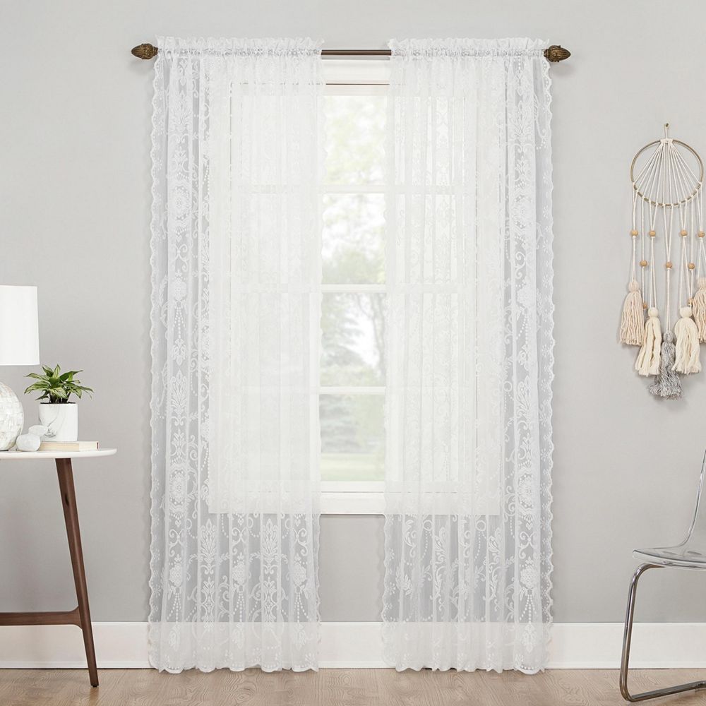 Ariella Floral Lace Sheer Rod Pocket Curtain Panel