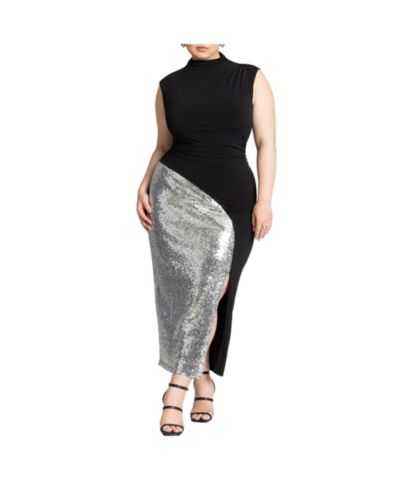 Женское трикотажное платье ELOQUII Funnel Neck With Sequin