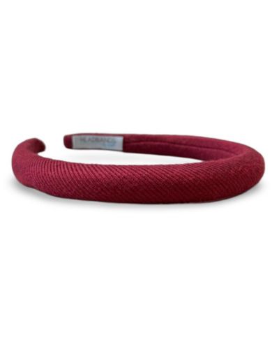 Padded Thin Velvet Headband - Crimson Red