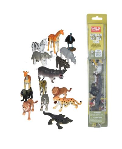Wild Republic African Nature Tube 15-Piece Figurine Set, Ages 3+