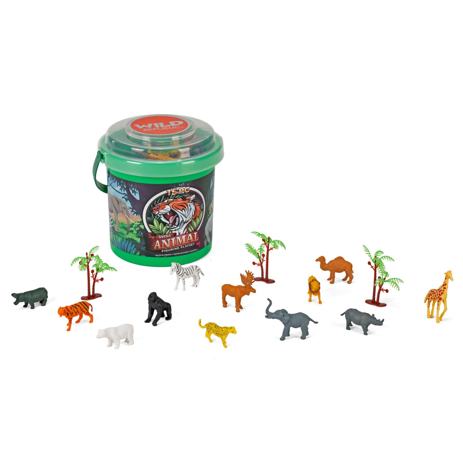 Wild Republic мини-ведро с фигурками животных, набор из 15 предметов для детей