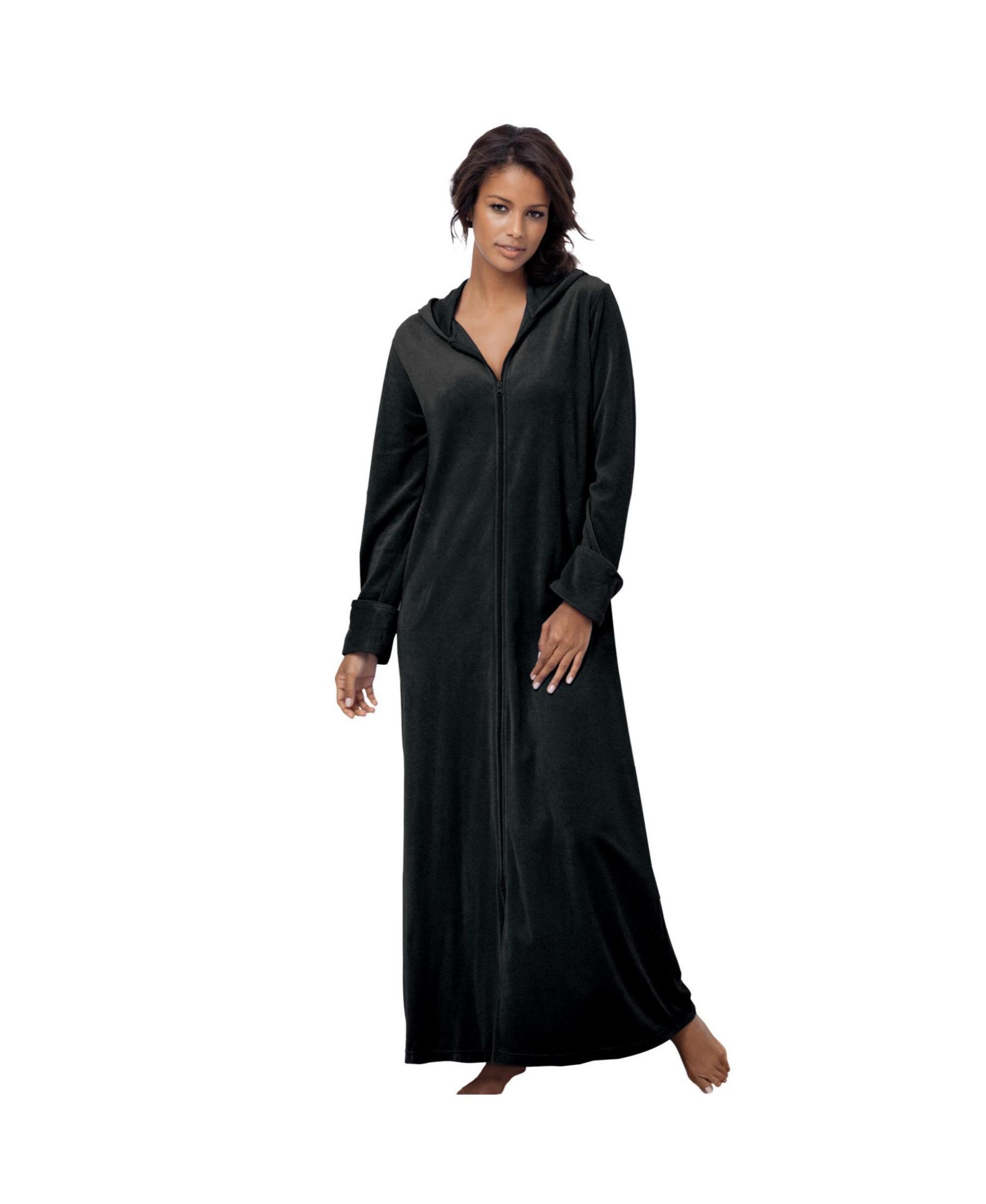 Dreams & Co. Plus Size Dreams and Co. Dreams and Co Hooded Velour Robe