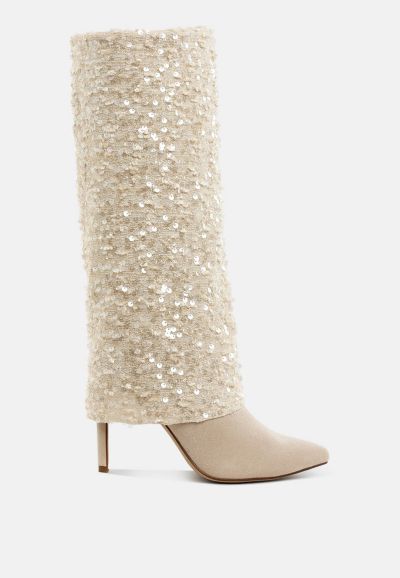 Женские ботфорты London Rag Sin City Sequinned Fold-Over