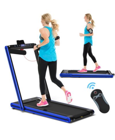 Gymax 2.25HP Folding Treadmill 2-in-1 Walking Running Machine w/ APP and Remote Control