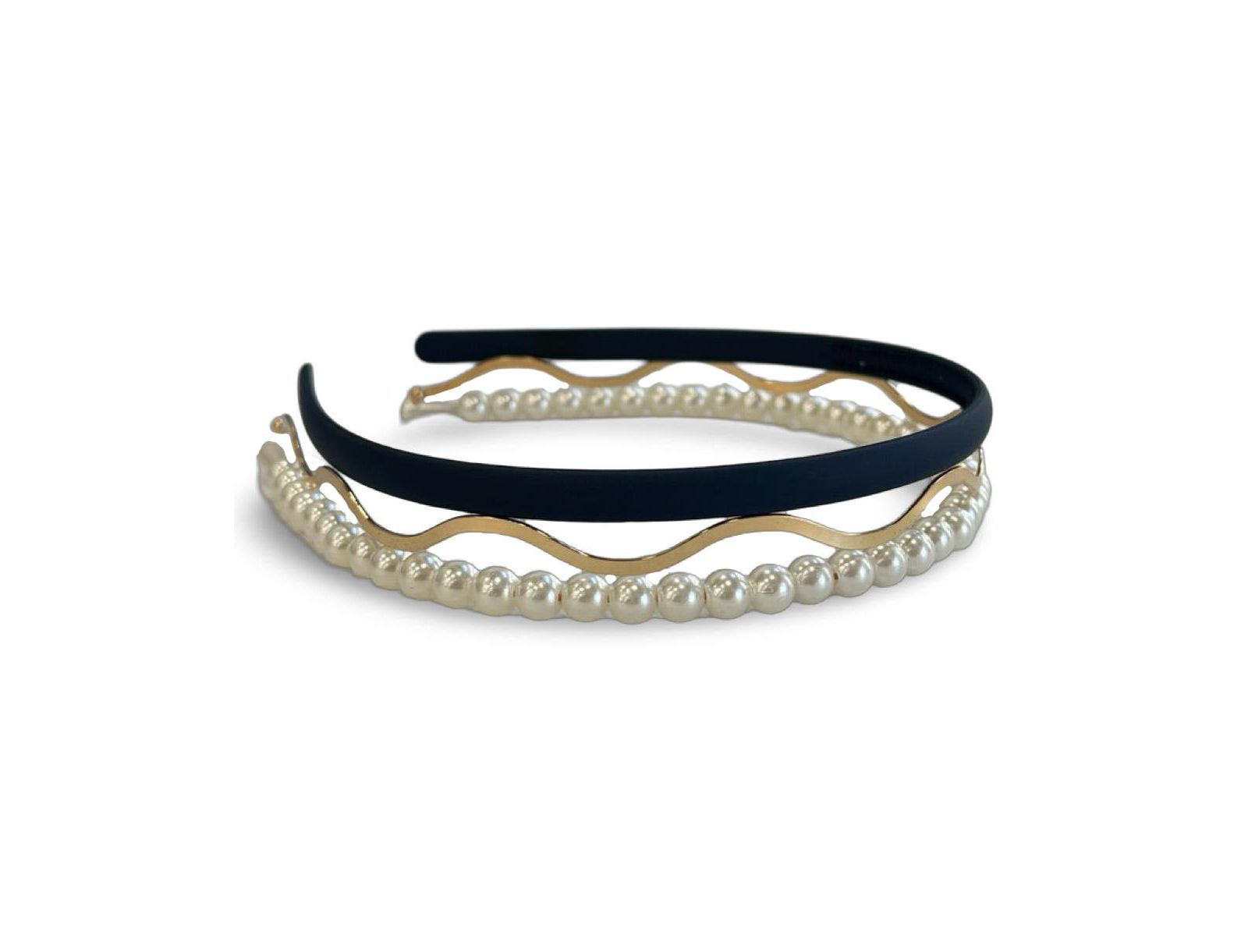 Набор ободков для волос Blue + Pearl + Gold