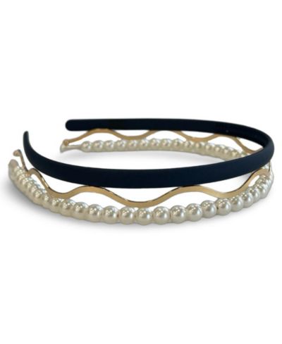 Headband Set - Blue + Pearl + Gold