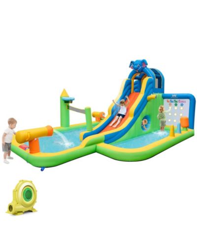 Inflatable Water Slide Giant Water Park for Kids Backyard Fun with 735W Blower