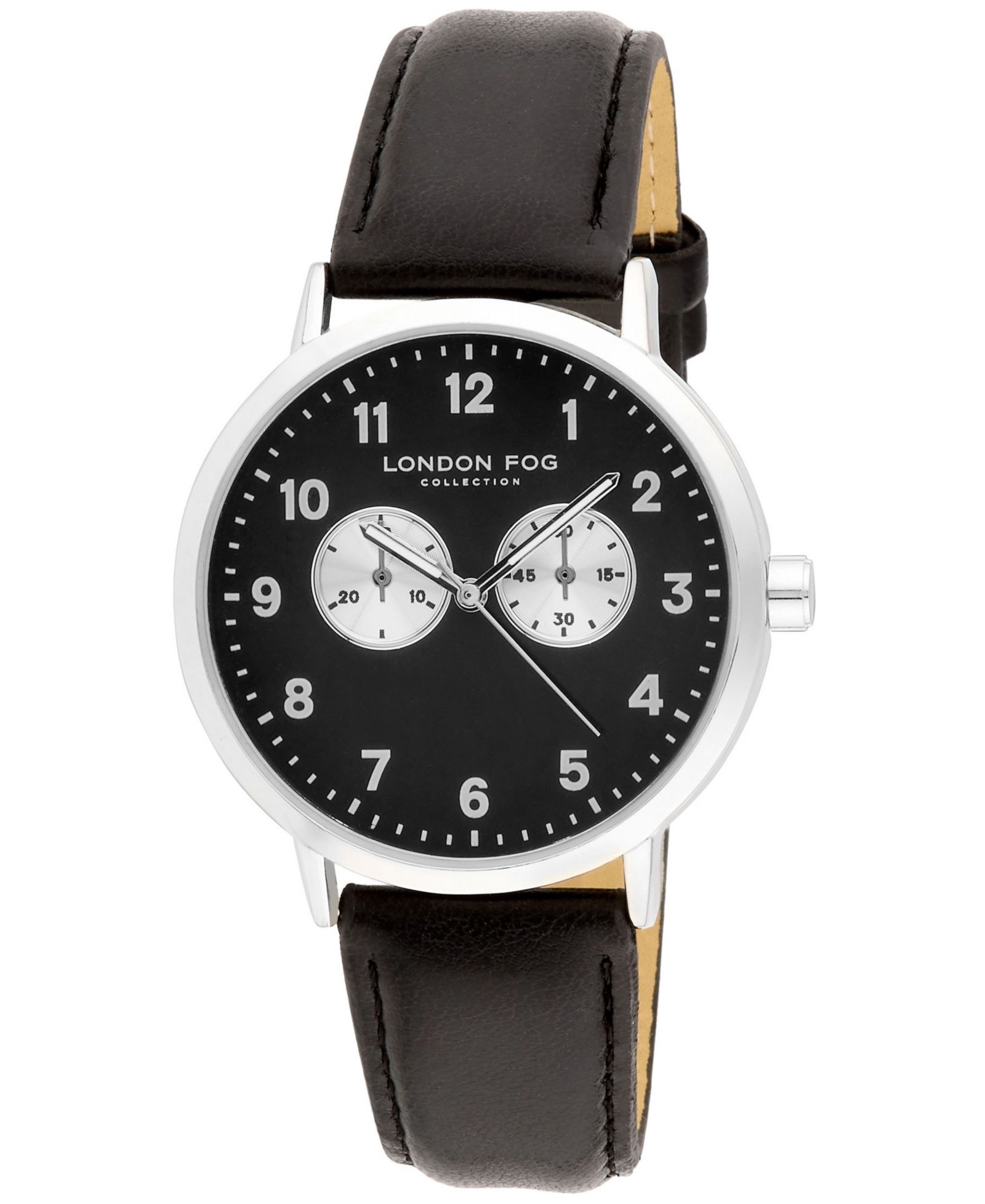 Кожаные часы London Fog Whitehall Black, 40mm, унисекс