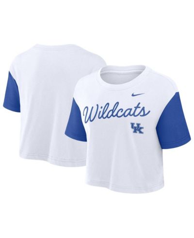 Женская укороченная футболка Nike White/Royal Kentucky Wildcats Color Block Script Performance