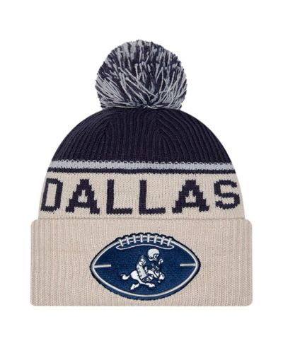 New Era Мужская вязаная шапка с помпоном Dallas Cowboys NFL Sideline Historic, серый/темно-синий