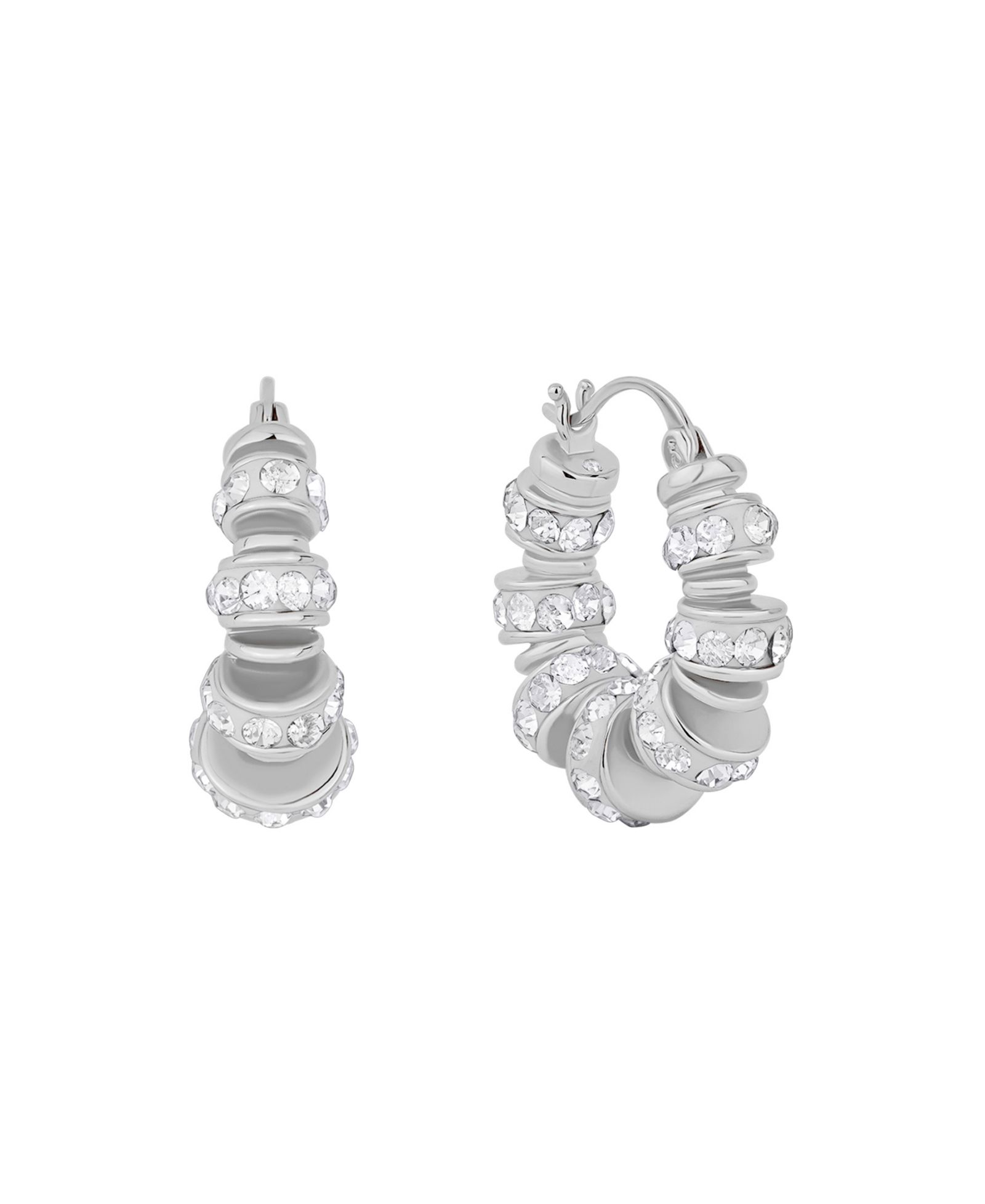 And Now This Clear Crystal Click Top Hoop Earrings