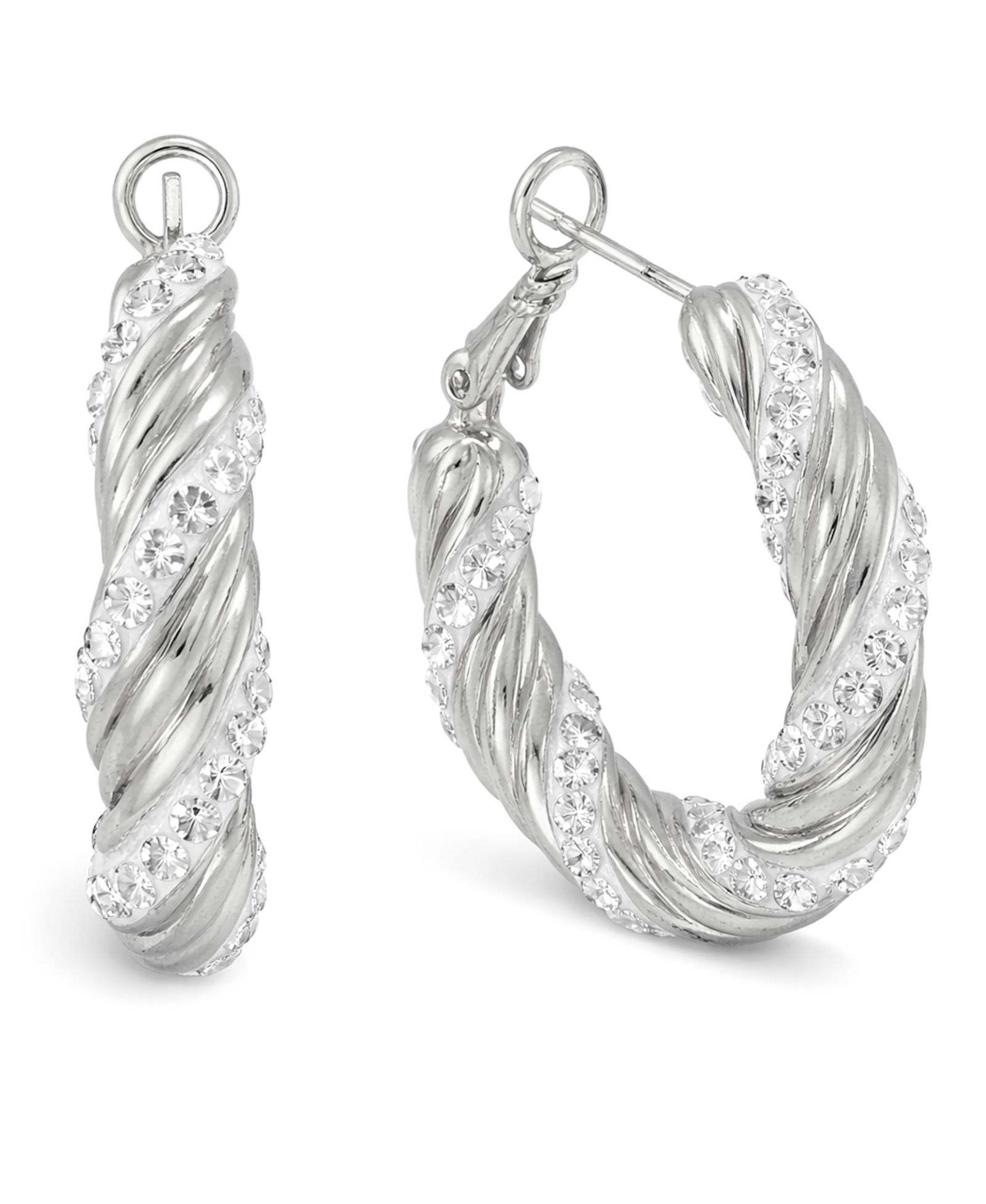 And Now This Clear Crystal Twist Hoop Earrings