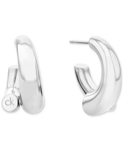 Серьги-подвески Calvin Klein Silver-Tone CK Spiral Curve Drop